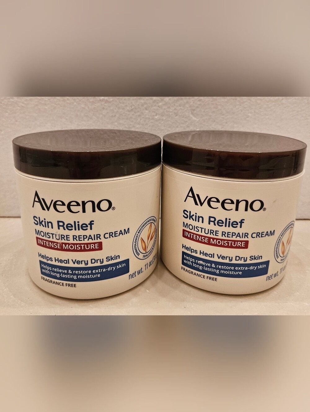 NEW Aveeno Skin Relief Moisture Repair Cream Fragrance Free 11 oz Lot of 2